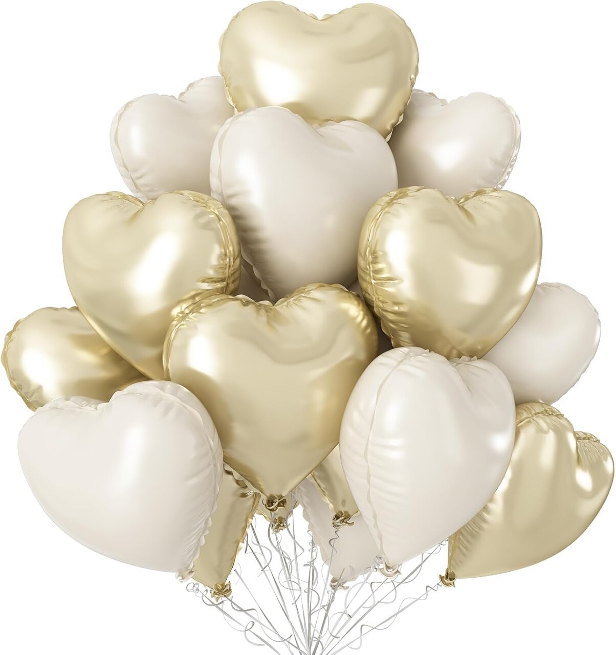 12-Pack 18in Champagne Gold Heart Foil Balloons – Party Decor for Birthday, Wedding & Valentine’s Day